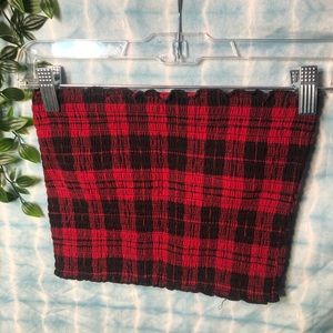 Hollister Red & Black Plaid Bandeau Crop Top